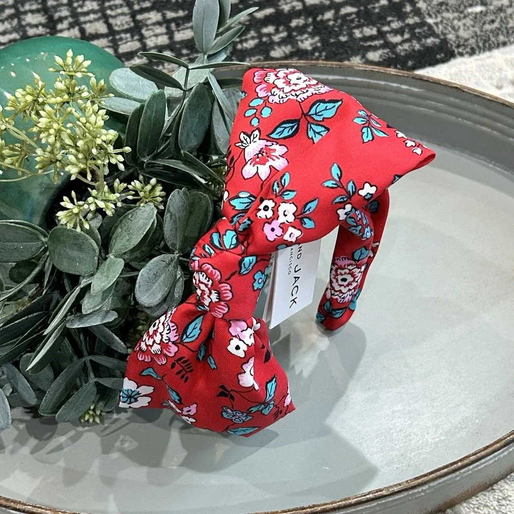 Janie and Jack‎ Toddler Girls Red Floral Headband with Bow NEW One Size